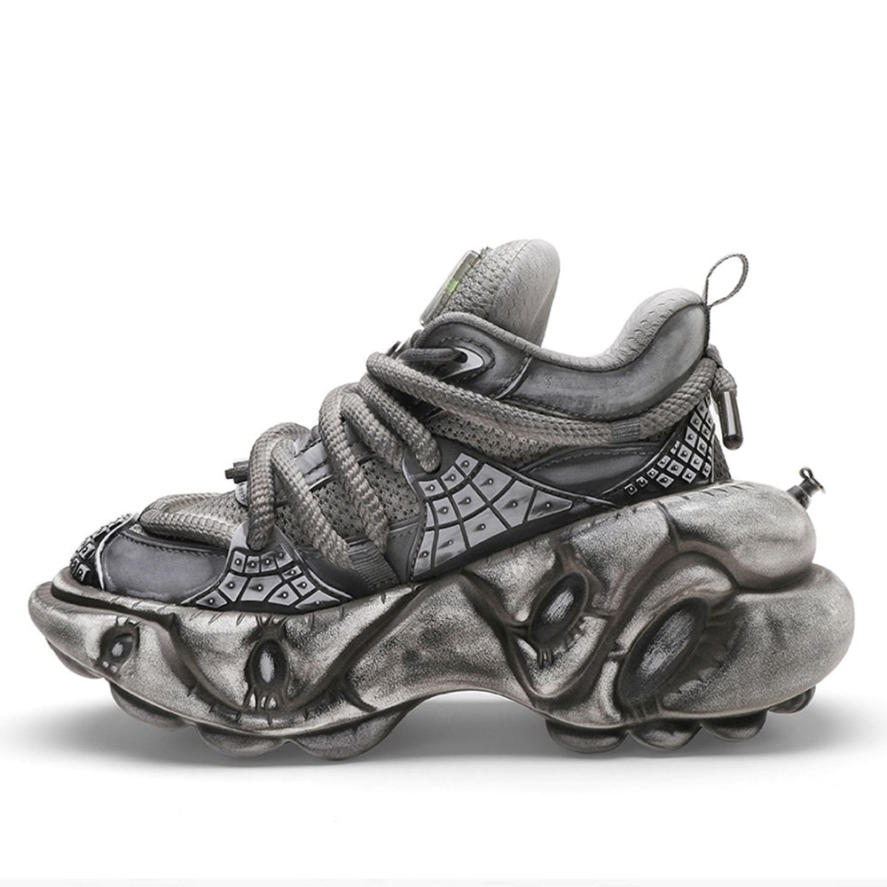 Grey silver dull color gimmick wide sneakers  OR0859