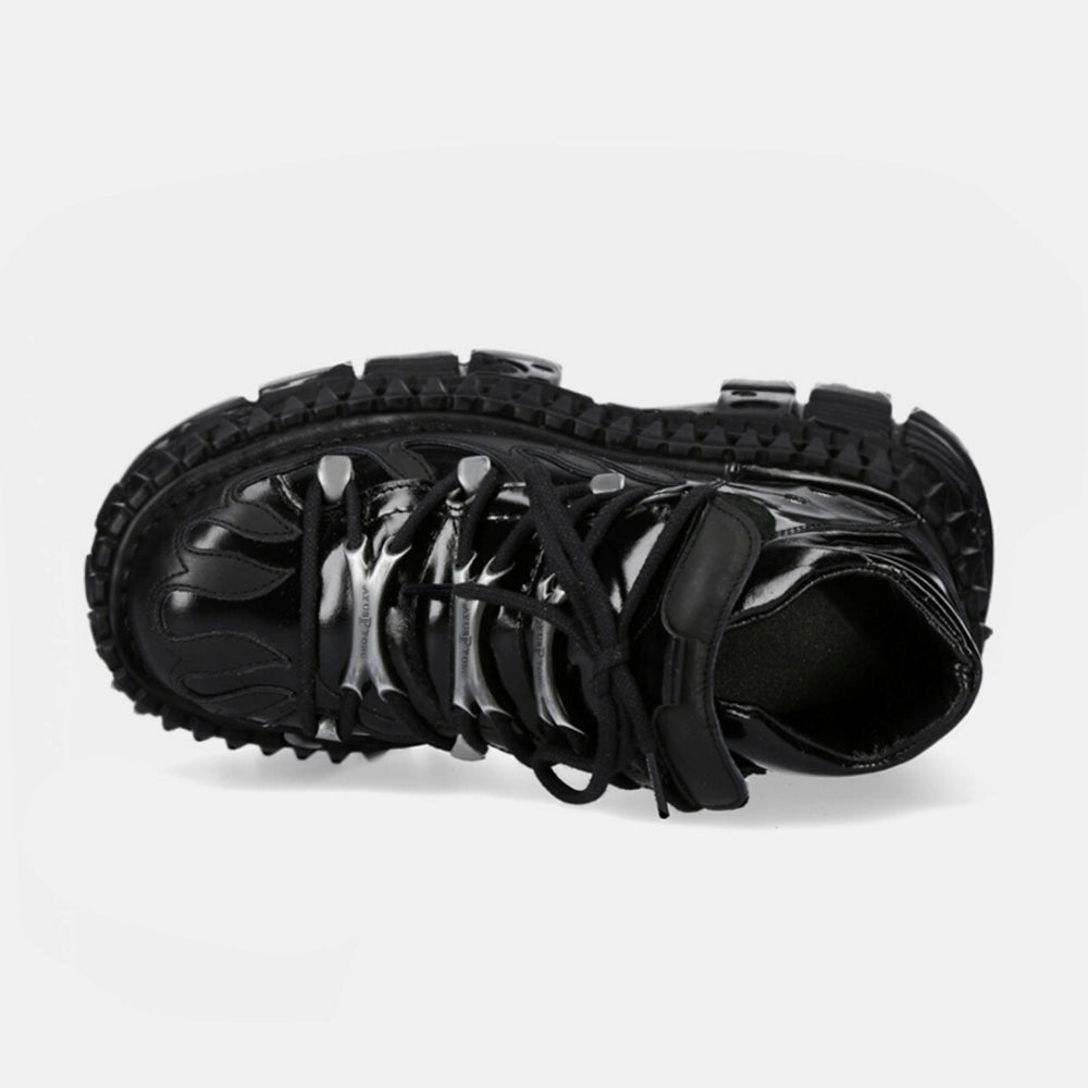 High Road Simple Black Platform Sneakers  OR0860