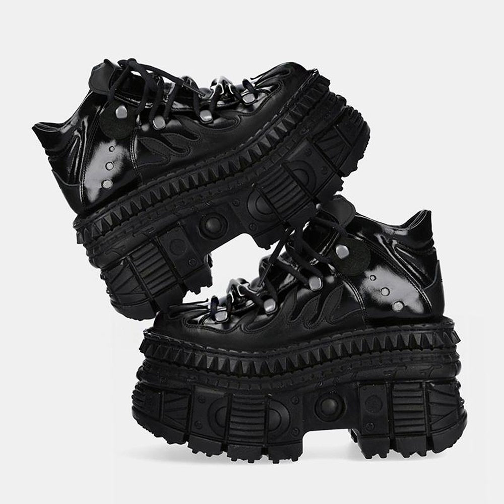 High Road Simple Black Platform Sneakers  OR0860