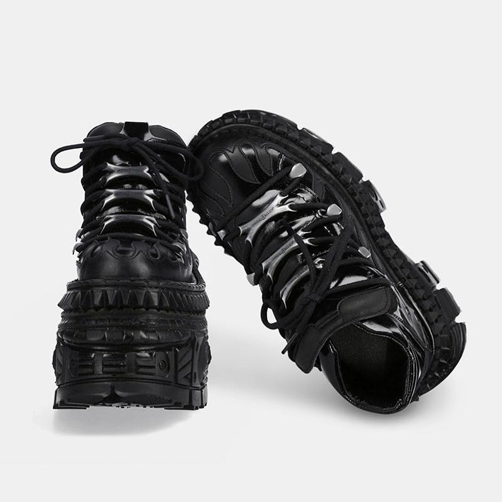 High Road Simple Black Platform Sneakers  OR0860
