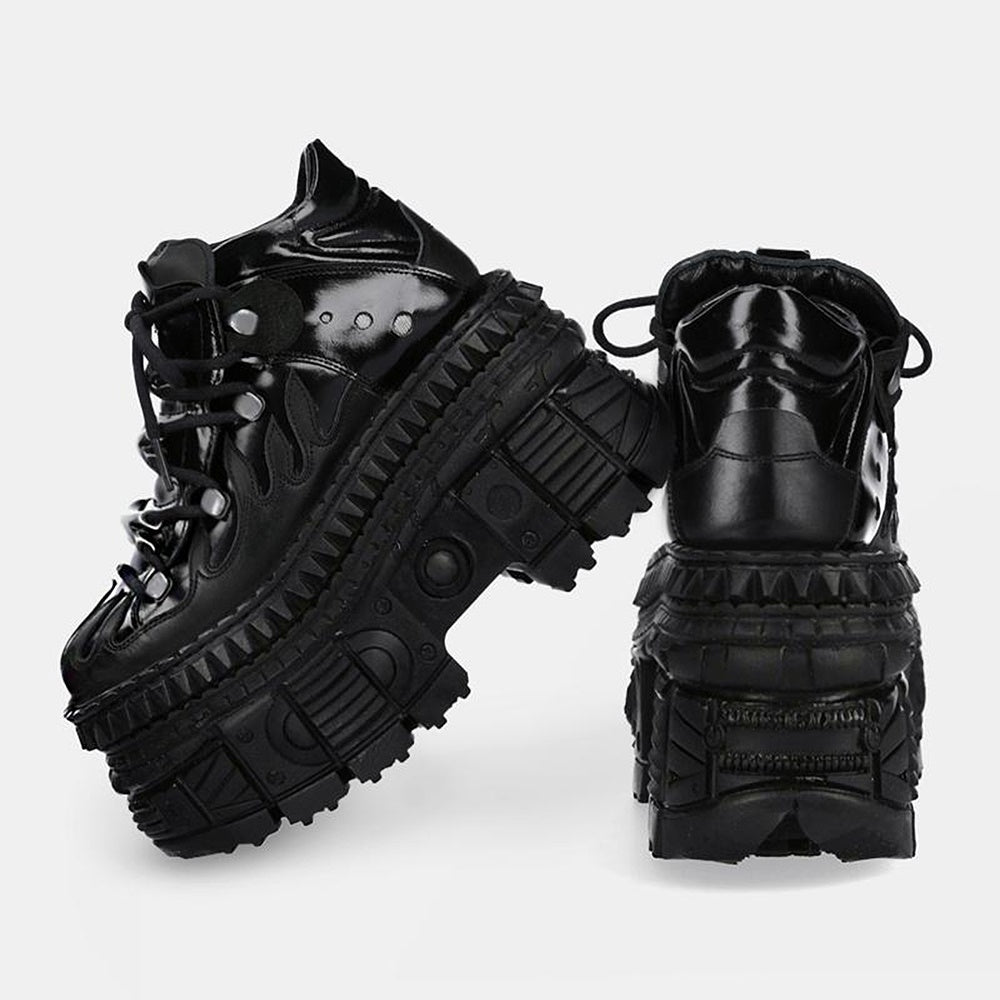 High Road Simple Black Platform Sneakers  OR0860
