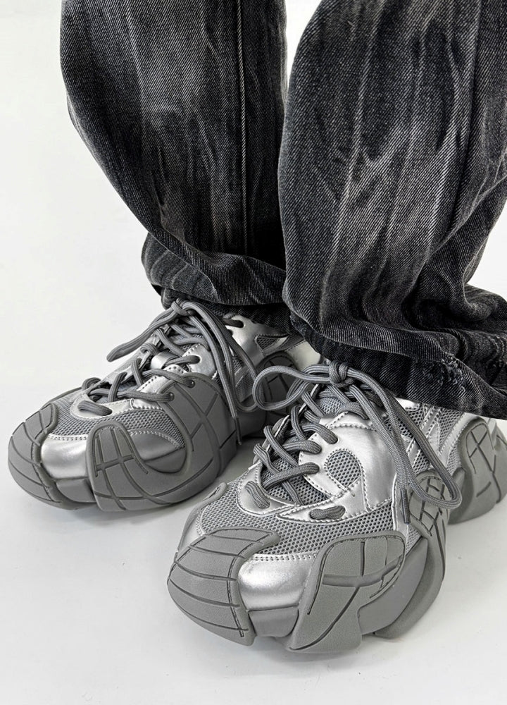 Wide-up length design color thick-soled tech sneakers  OR0863