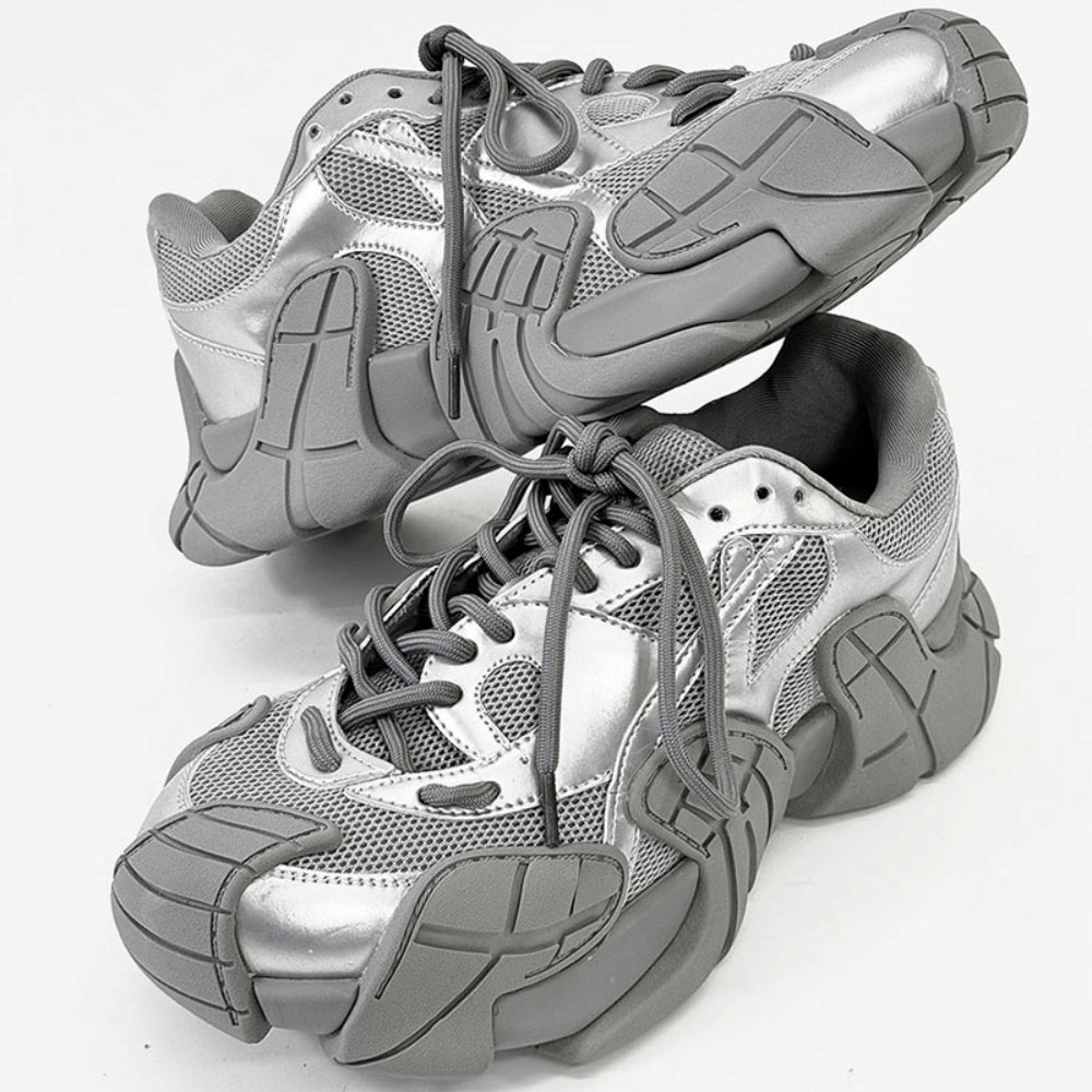 Wide-up length design color thick-soled tech sneakers  OR0863