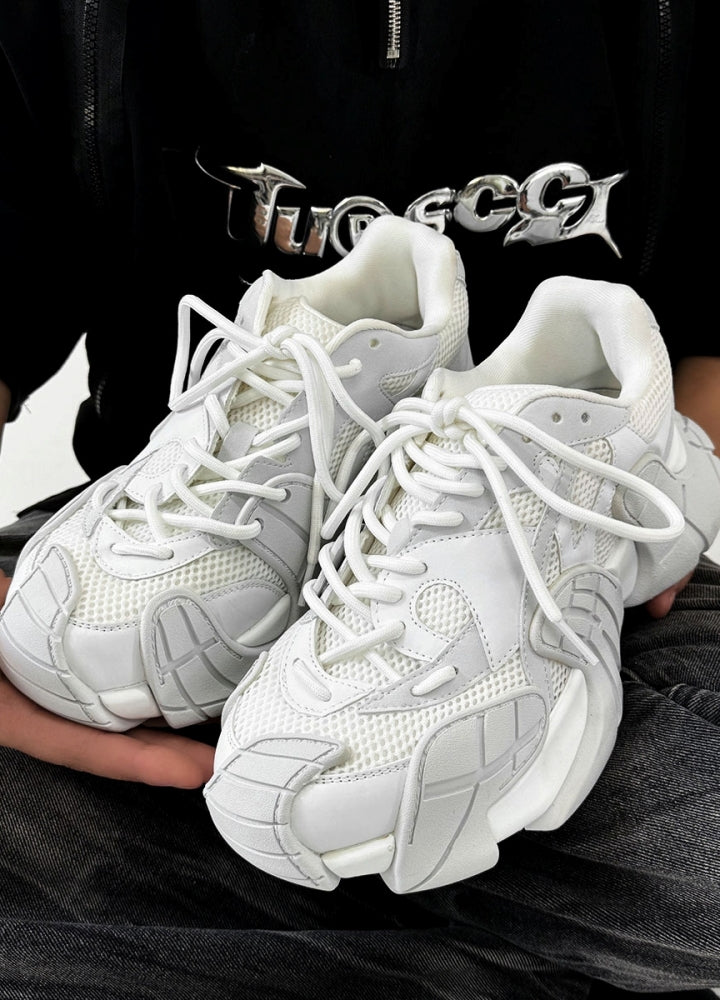 Wide-up length design color thick-soled tech sneakers  OR0863