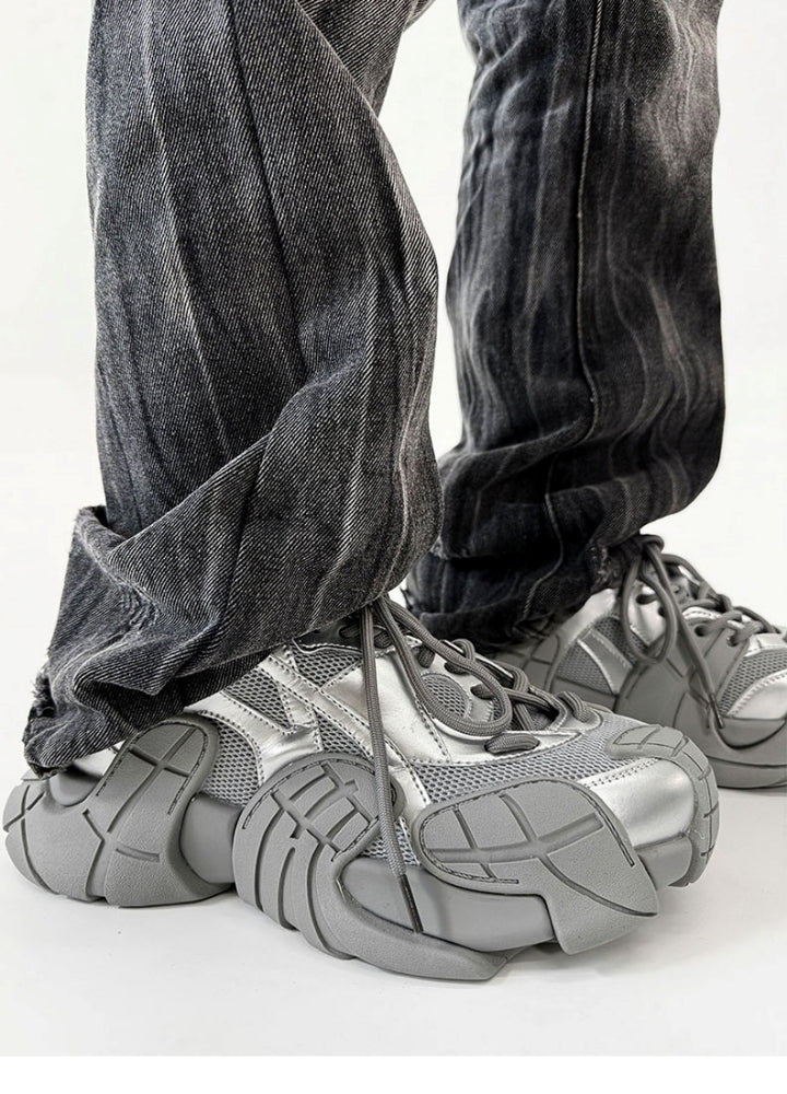 Wide-up length design color thick-soled tech sneakers  OR0863