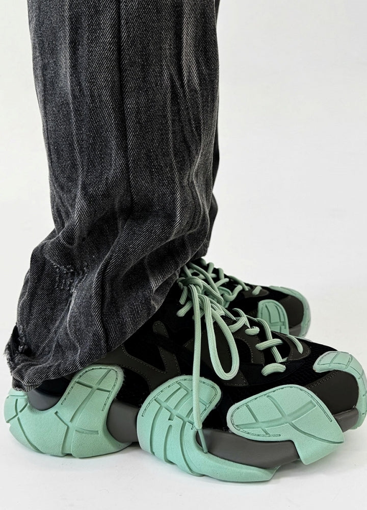 Wide-up length design color thick-soled tech sneakers  OR0863