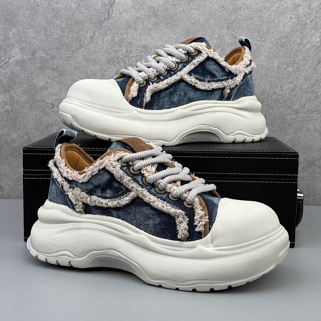 Dirt Design denim stitch style platform sneakers  OR0872