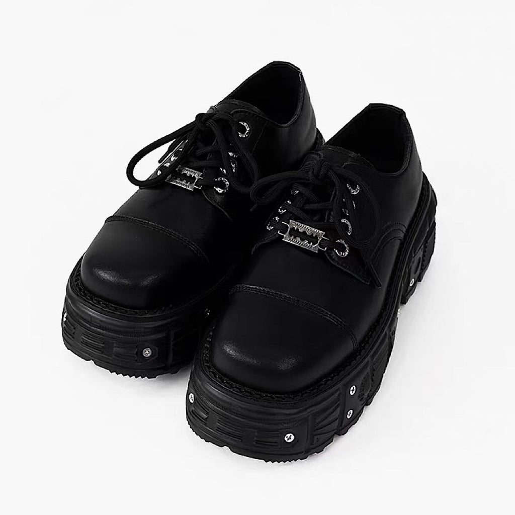 Thick-soled black basic color fashionable shoes  OR0873