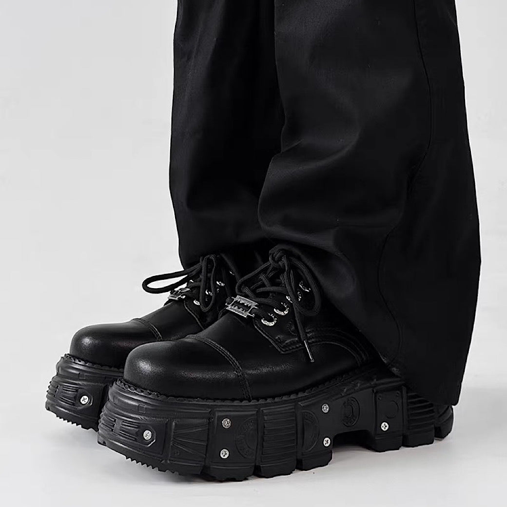 Thick-soled black basic color fashionable shoes  OR0873