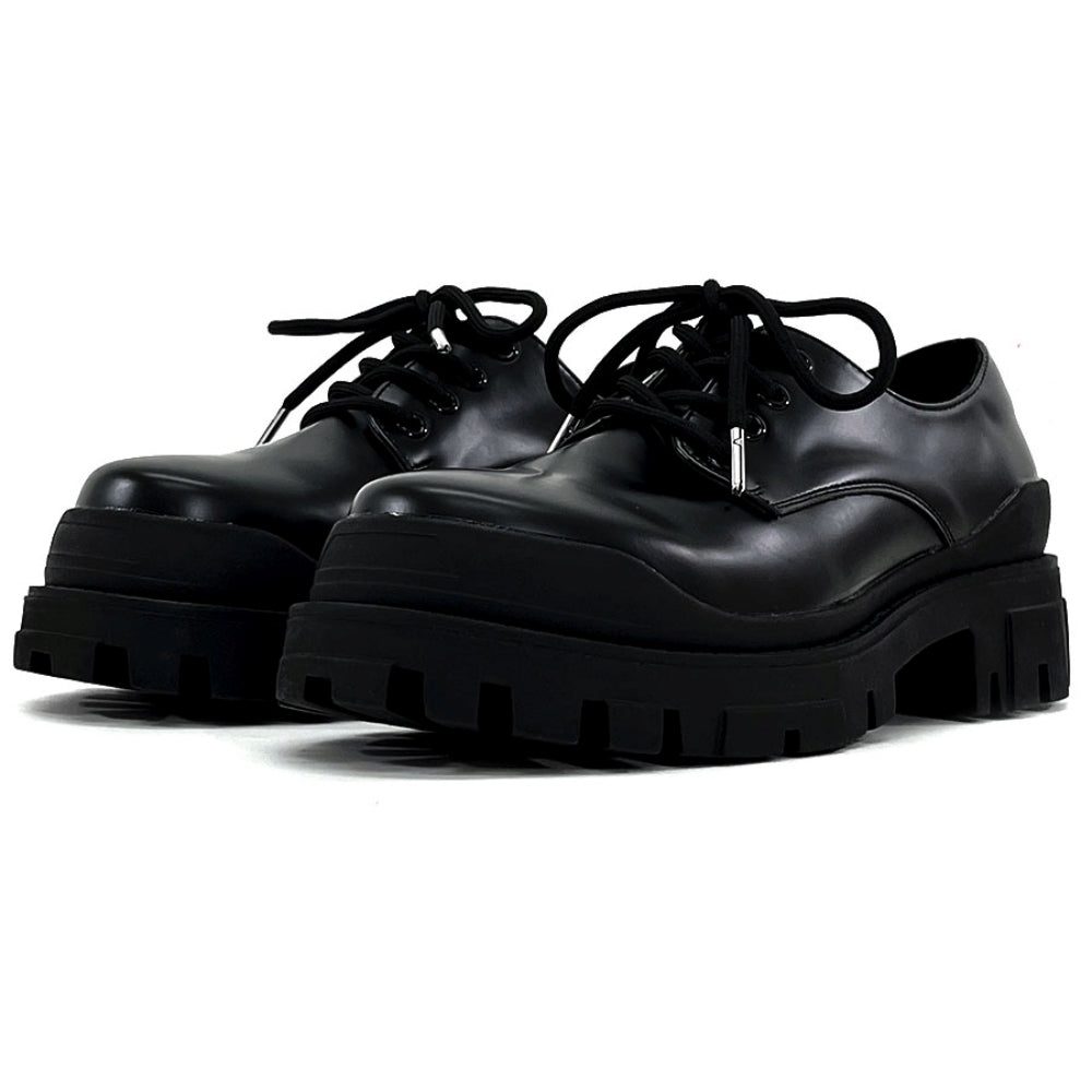 High-mode style black ankh shiny boots  OR0876