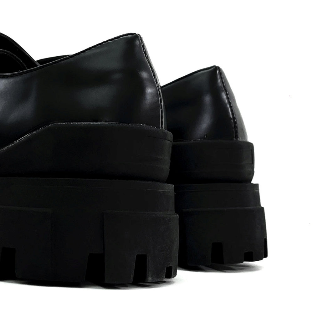 High-mode style black ankh shiny boots  OR0876