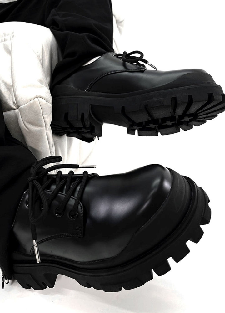 High-mode style black ankh shiny boots  OR0876