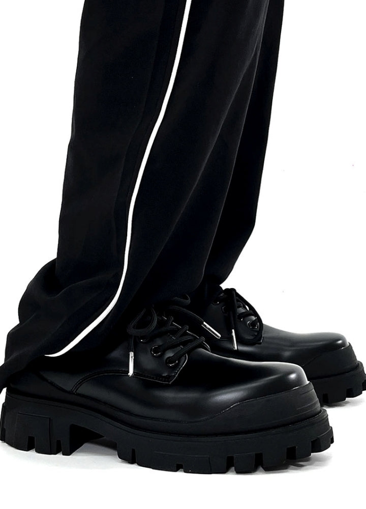 High-mode style black ankh shiny boots  OR0876