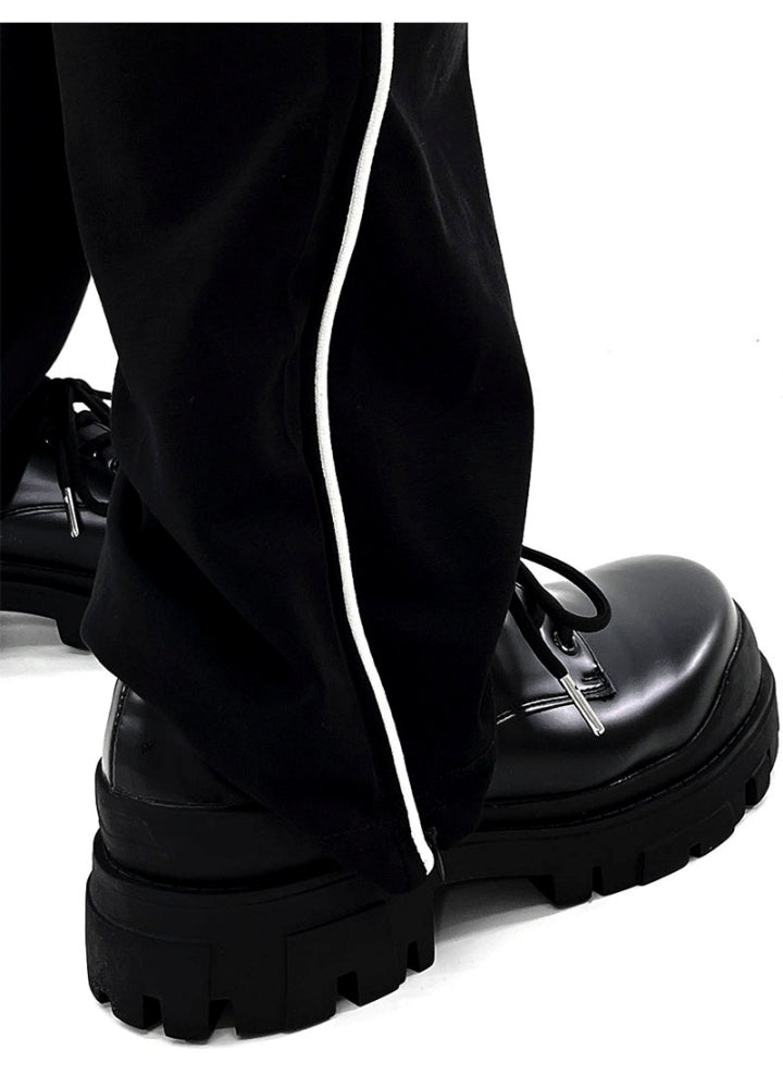 High-mode style black ankh shiny boots  OR0876