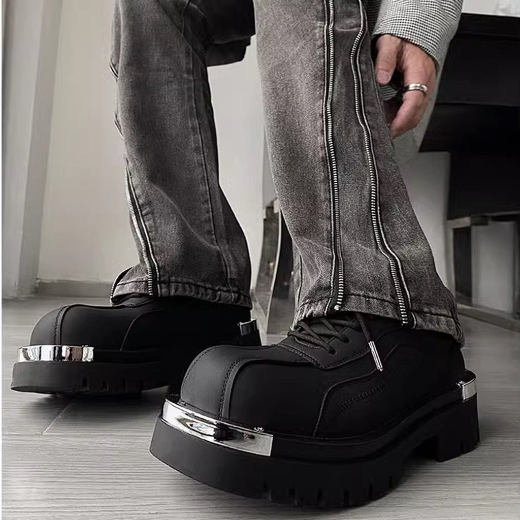 Silver attachment matte material simple black sneaker boots  OR0880
