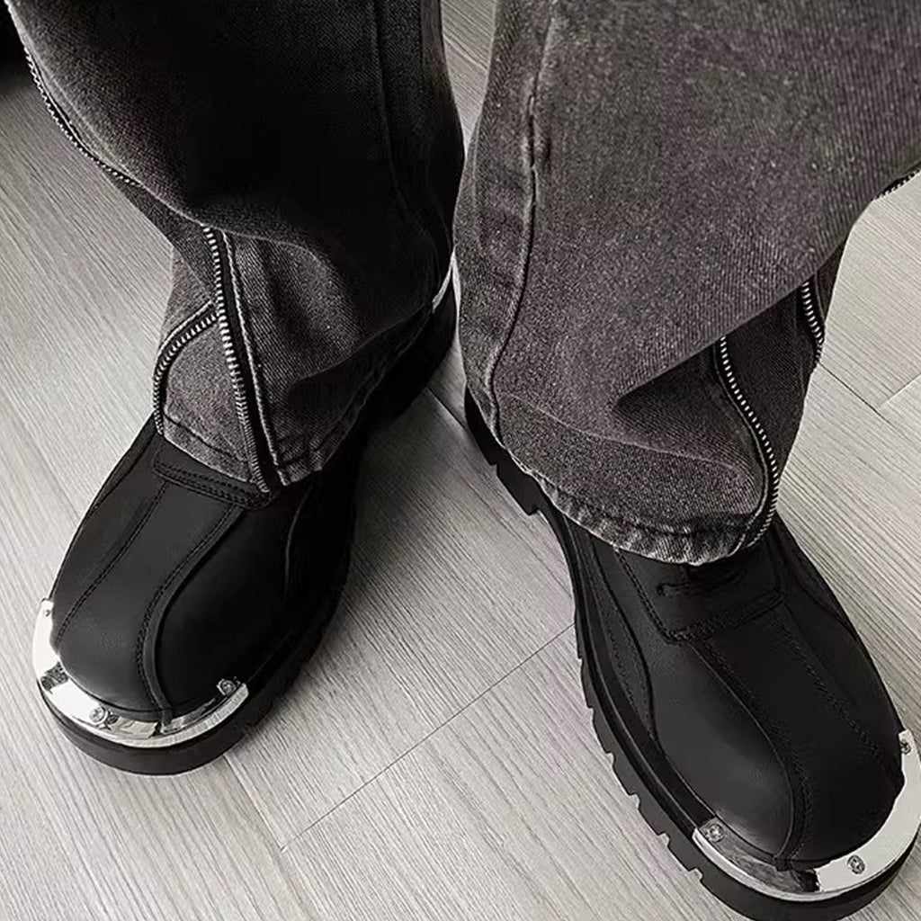 Silver attachment matte material simple black sneaker boots  OR0880