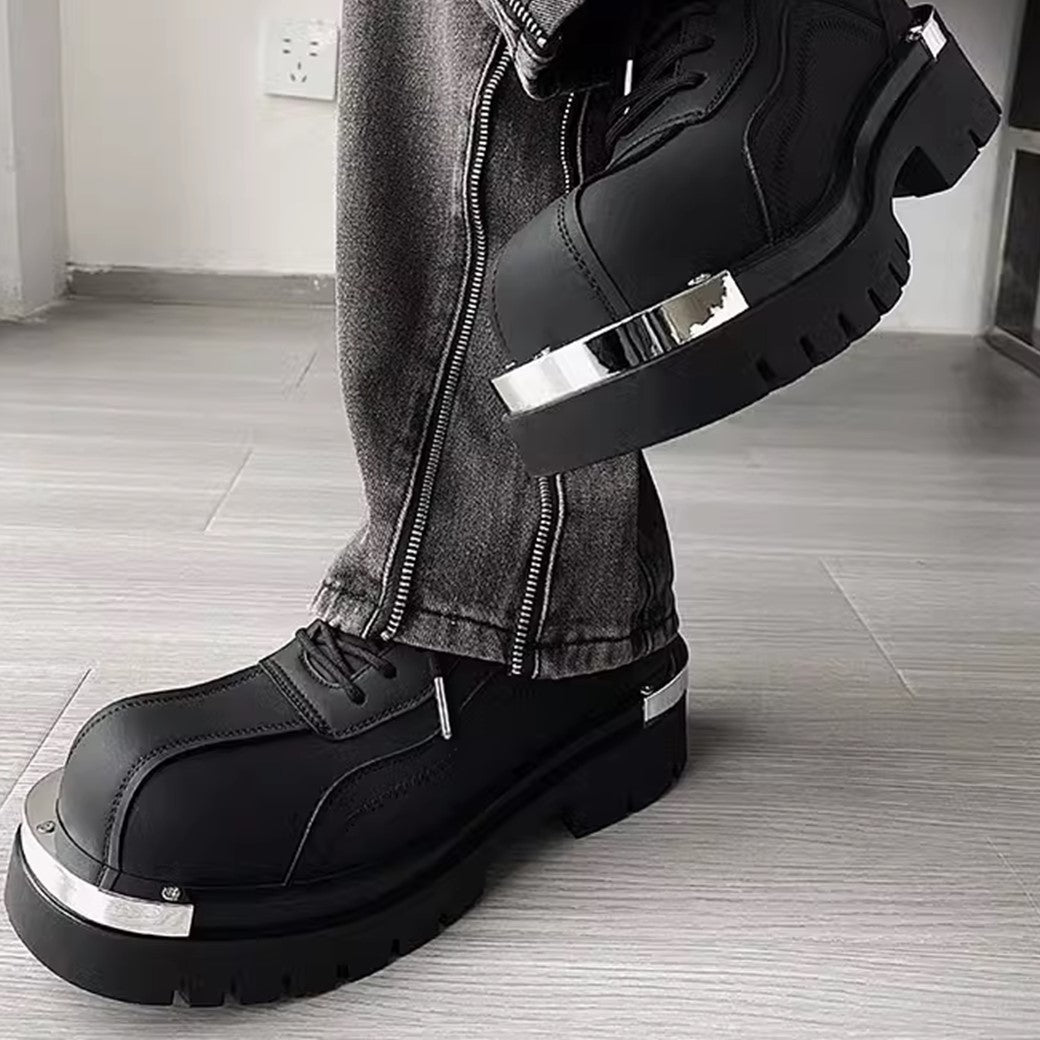 Silver attachment matte material simple black sneaker boots  OR0880