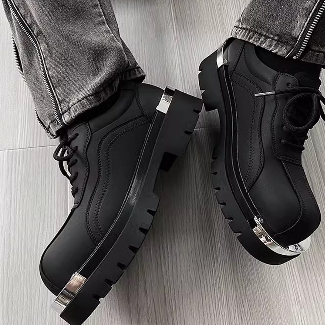 Silver attachment matte material simple black sneaker boots  OR0880