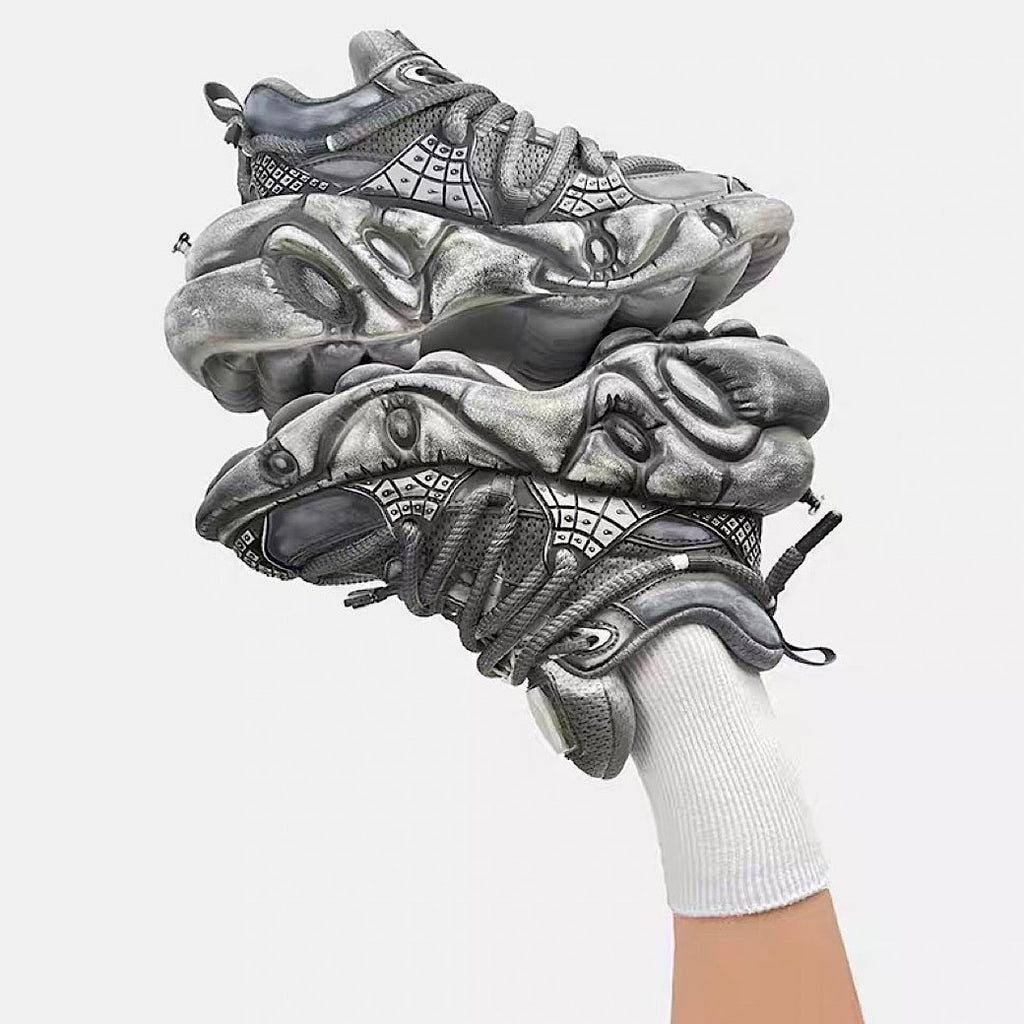 Decadent distressed finish grey silver dull color gimmick wide sneakers  OR0884