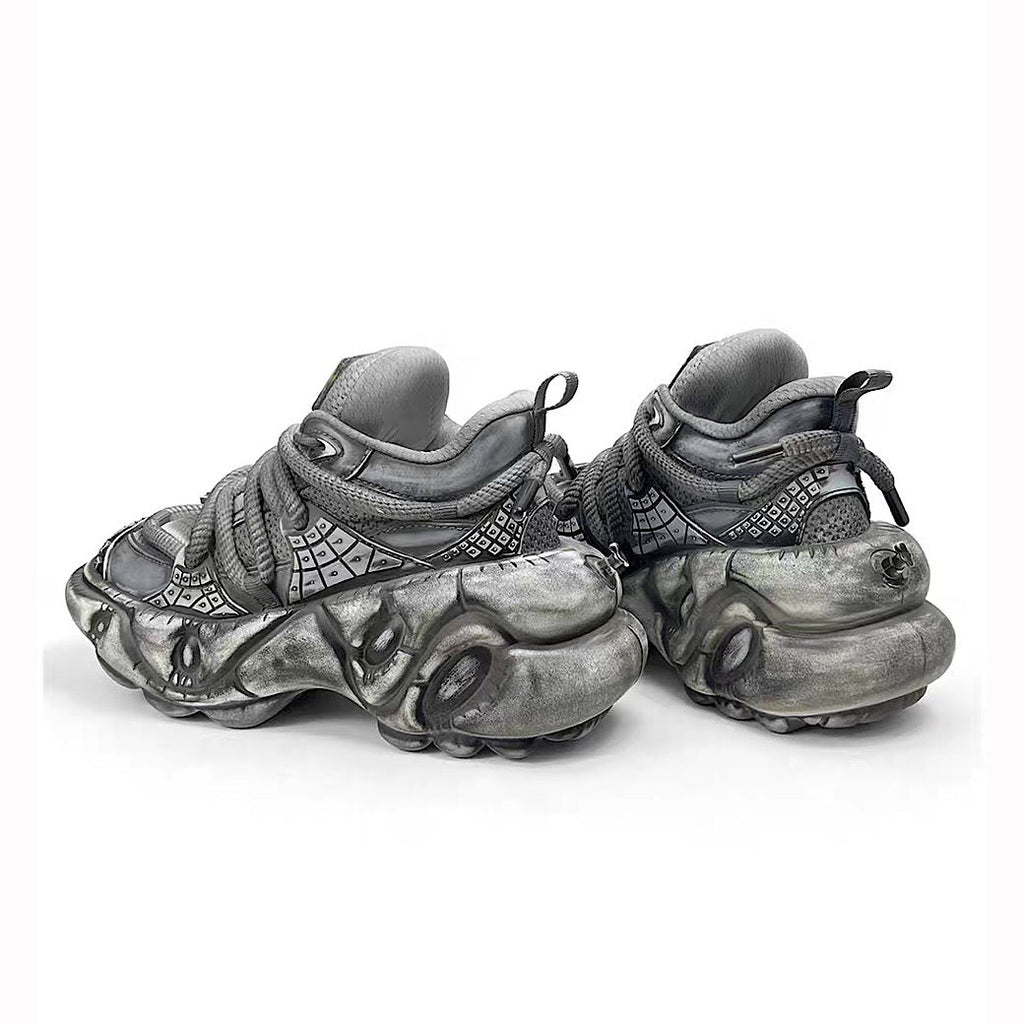 Decadent distressed finish grey silver dull color gimmick wide sneakers  OR0884