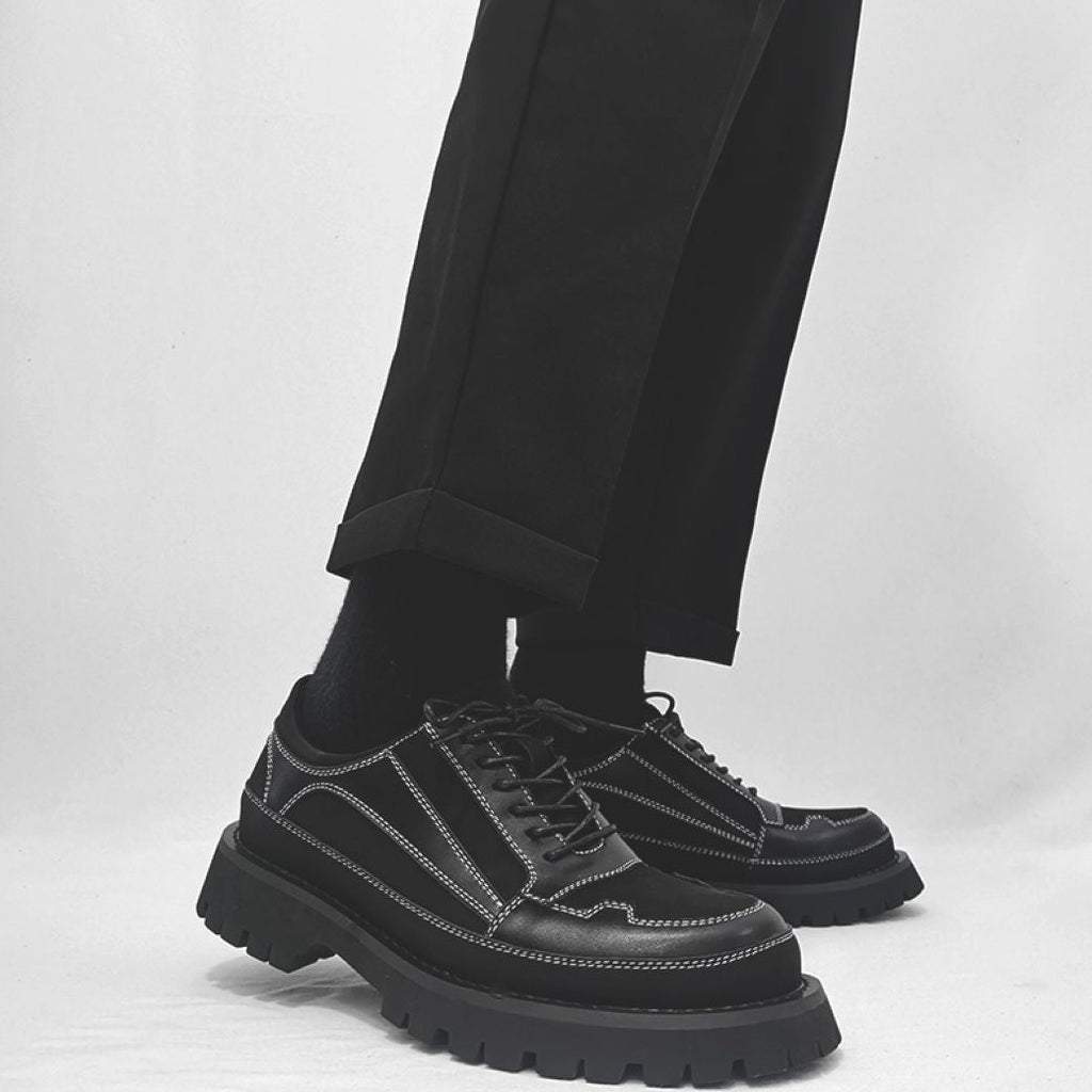 Stitch design retro thick sole big toe derby shoes  OR0889