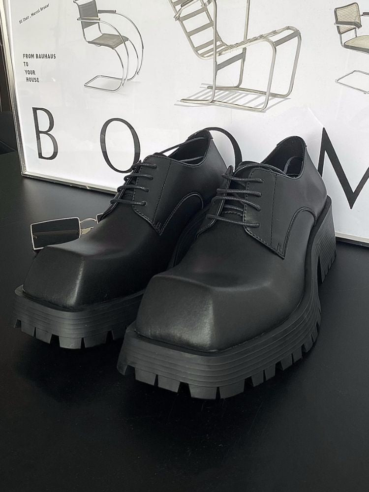 Thick bottom square toe leather shoes  OR0890