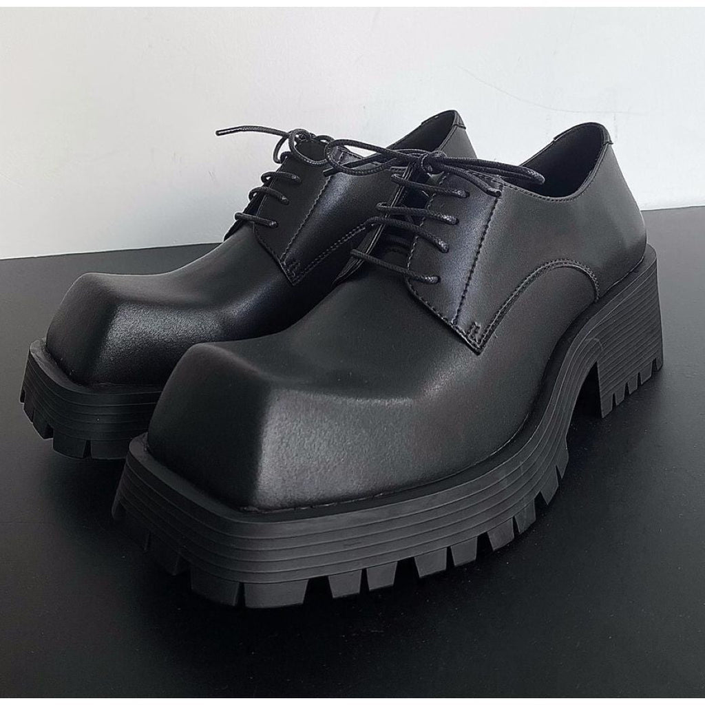 Thick bottom square toe leather shoes  OR0890