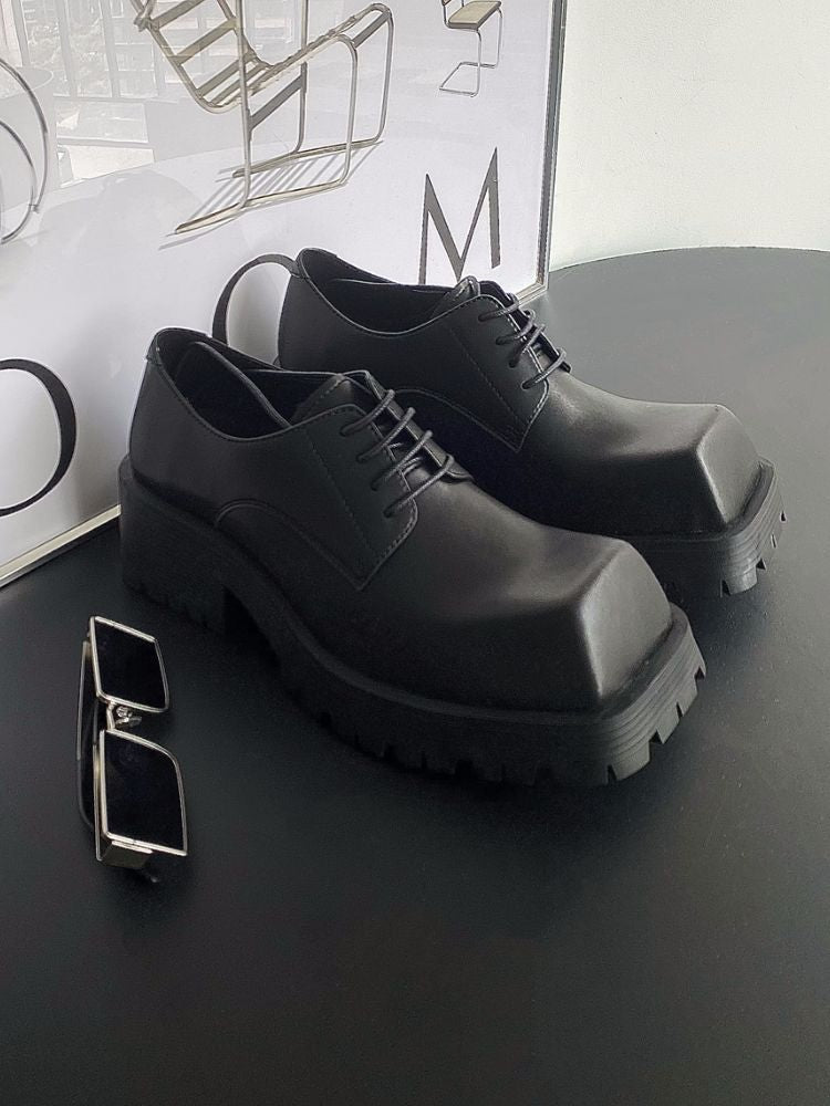 Thick bottom square toe leather shoes  OR0890