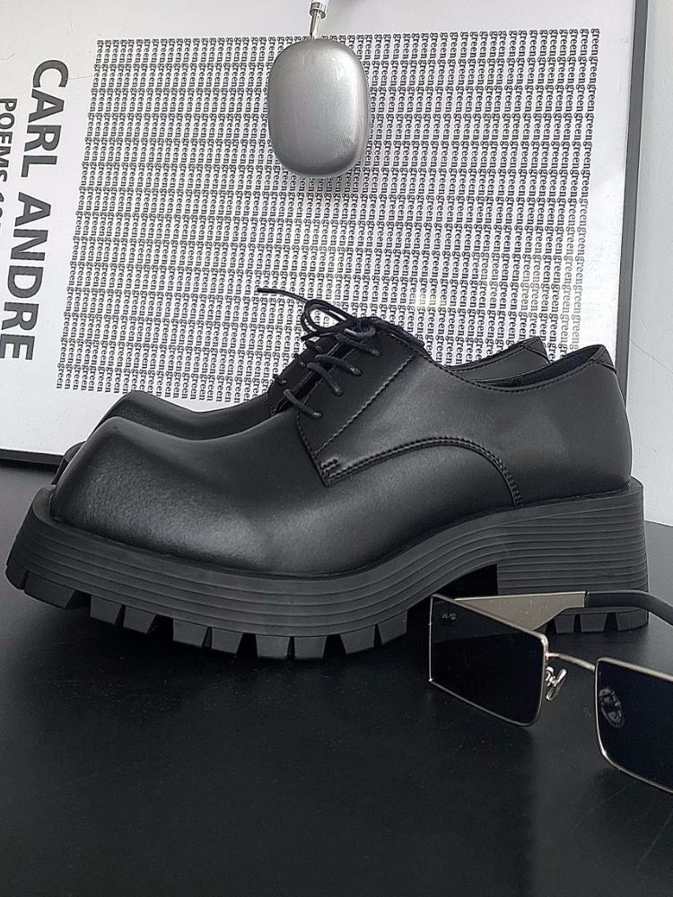 Thick bottom square toe leather shoes  OR0890