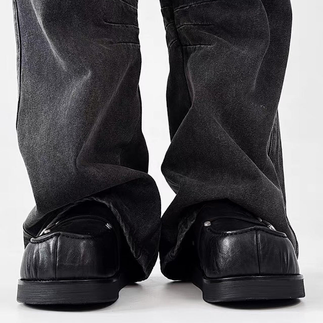 Double belt design slip-on style black shoes  OR0891