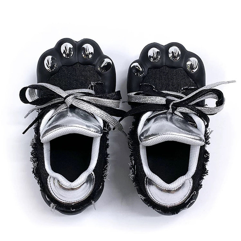 Animal claw-like design upper volume denim damage sneakers  OR0893