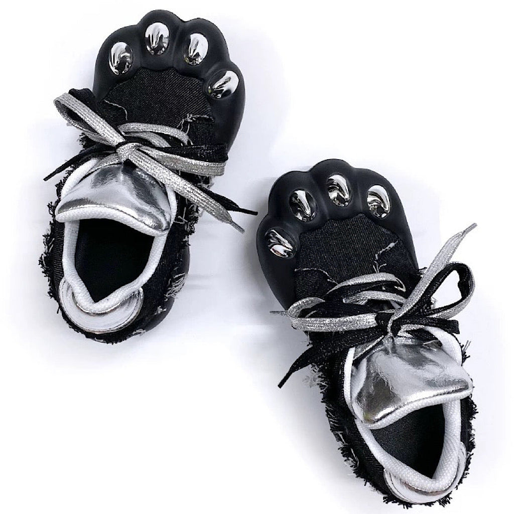 Animal claw-like design upper volume denim damage sneakers  OR0893