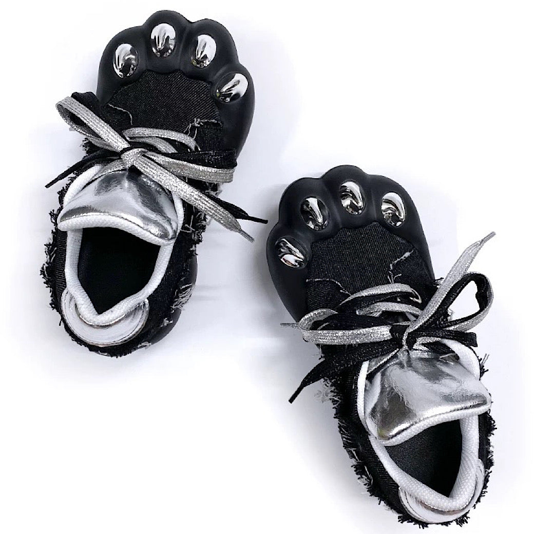 Animal claw-like design upper volume denim damage sneakers  OR0893