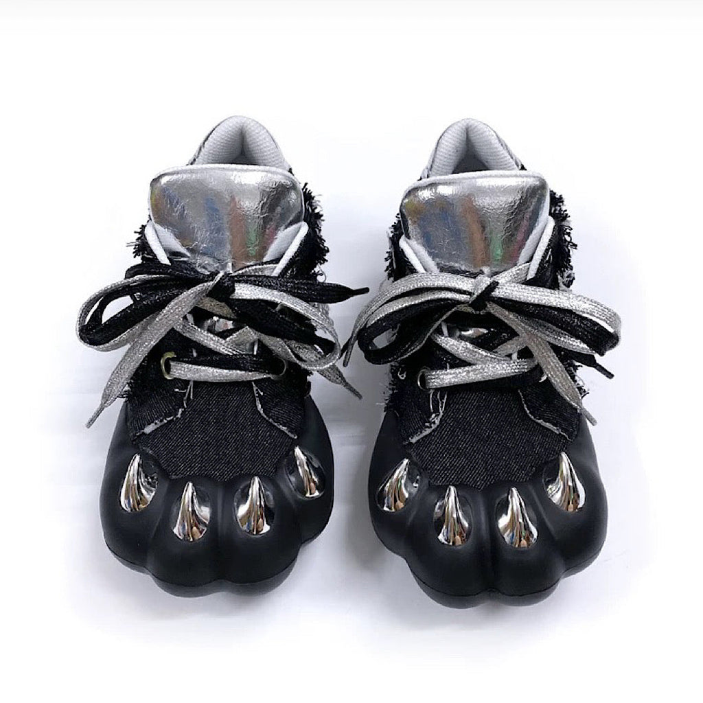 Animal claw-like design upper volume denim damage sneakers  OR0893