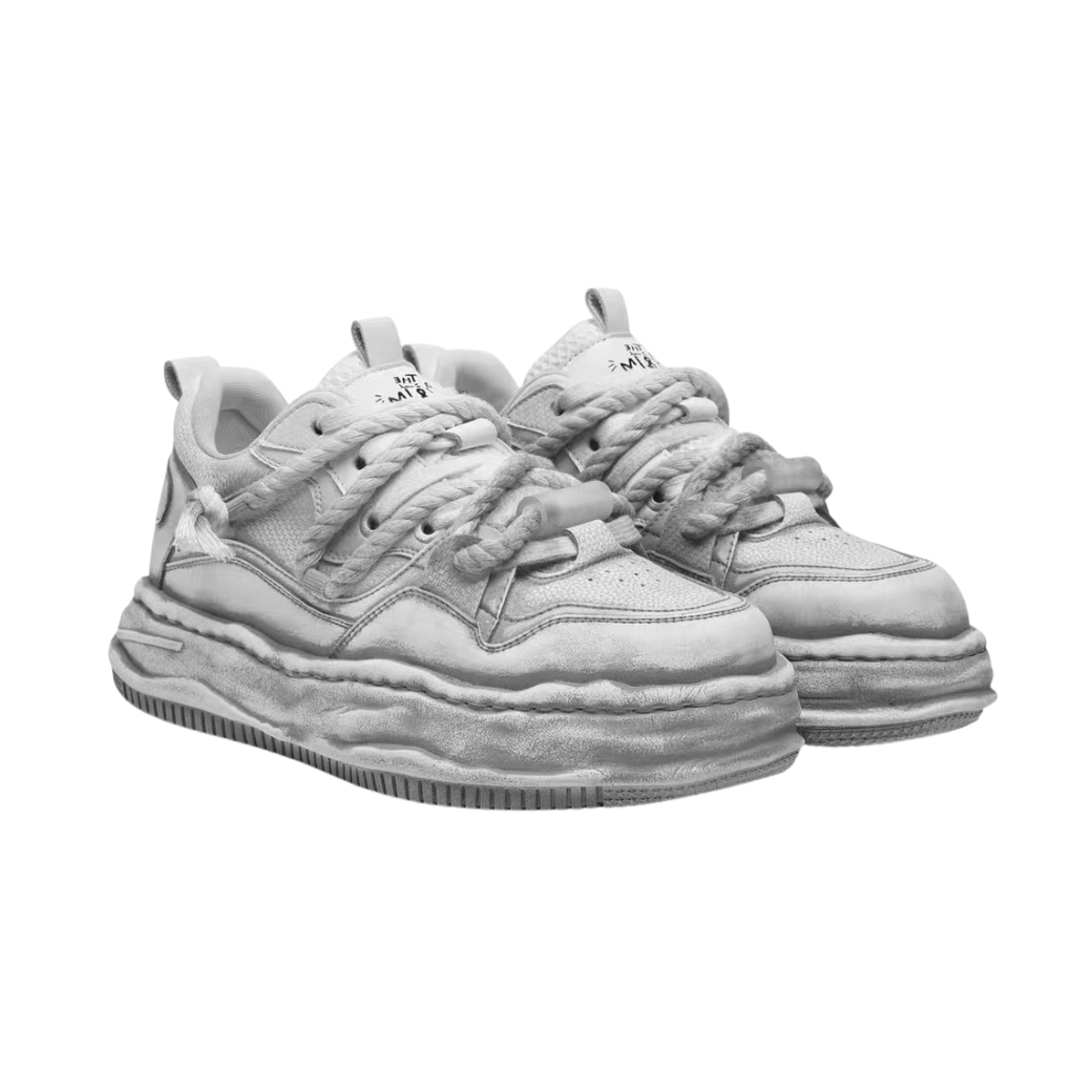 Gray stained design platform sneakers  OR0894