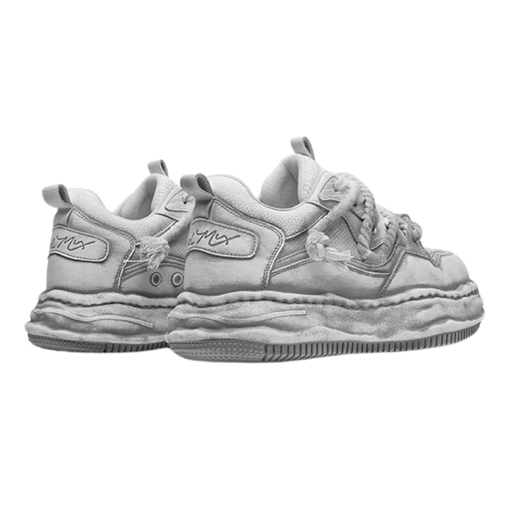 Gray stained design platform sneakers  OR0894