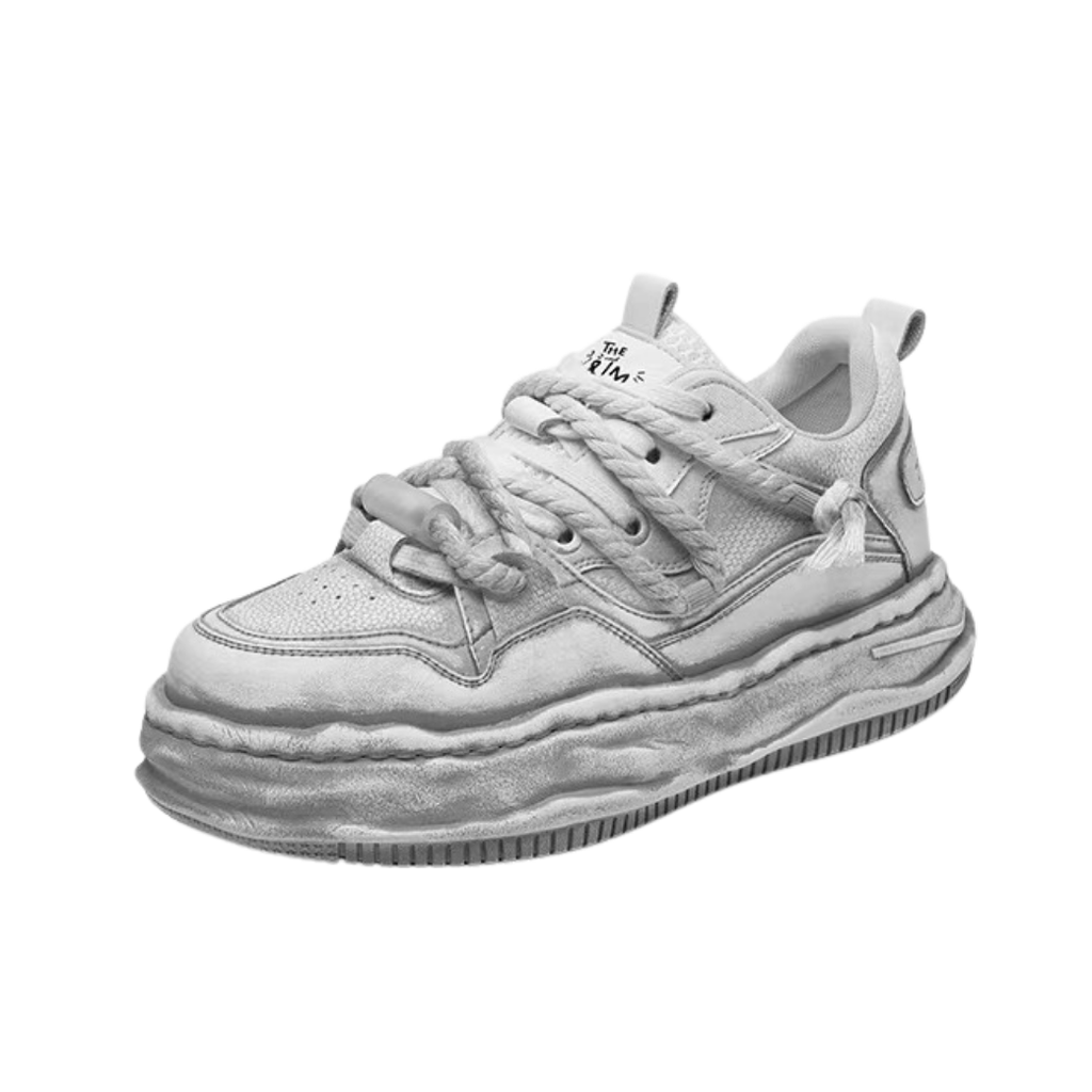 Gray stained design platform sneakers  OR0894