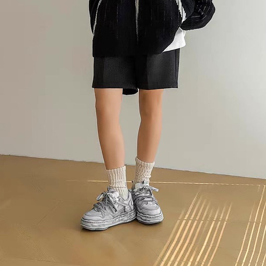 Gray stained design platform sneakers  OR0894