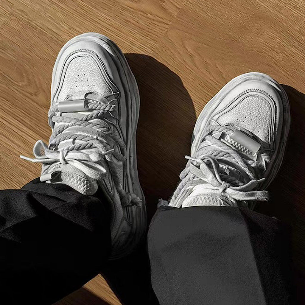 Gray stained design platform sneakers  OR0894