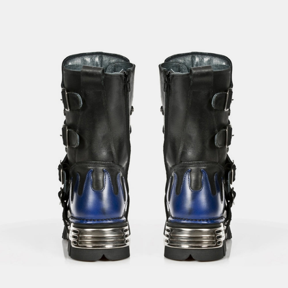 Blue and black glossy punk style boots  OR0898