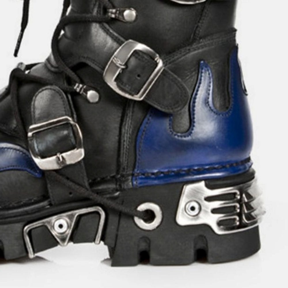 Blue and black glossy punk style boots  OR0898