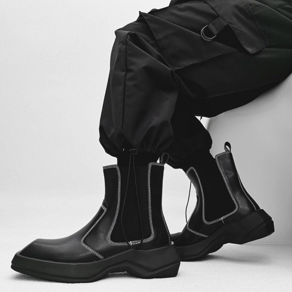 Stitch design square toe chelsea boots  OR0899