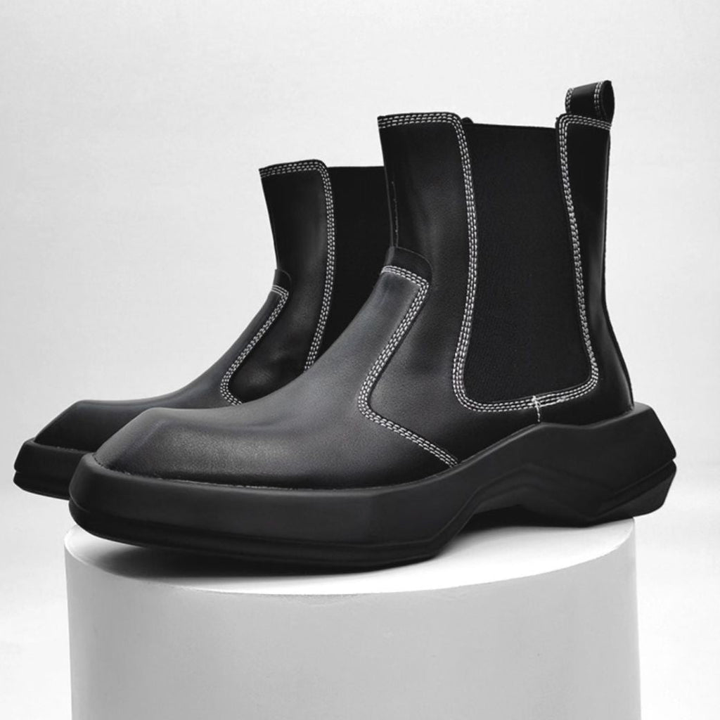 Stitch design square toe chelsea boots  OR0899