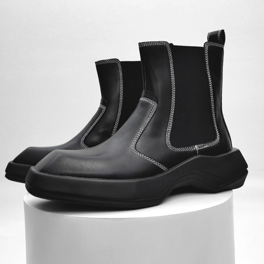 Stitch design square toe chelsea boots  OR0899
