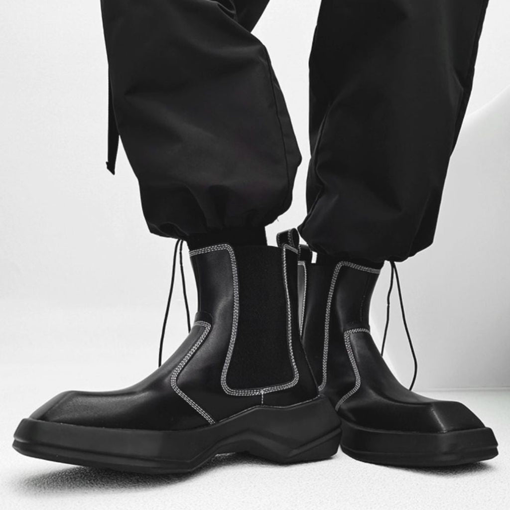 Stitch design square toe chelsea boots  OR0899