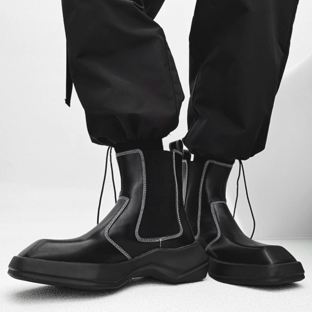 Stitch design square toe chelsea boots  OR0899