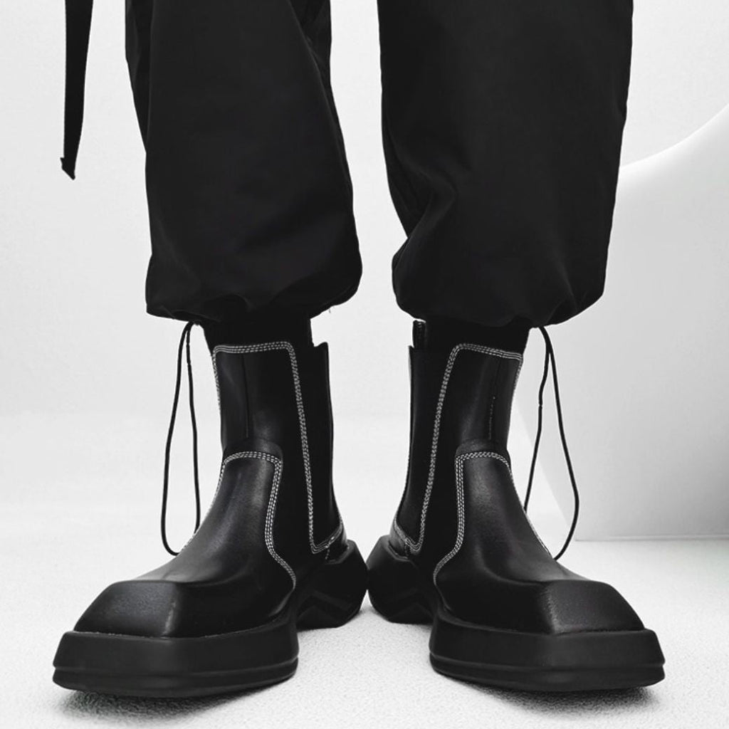 Stitch design square toe chelsea boots  OR0899