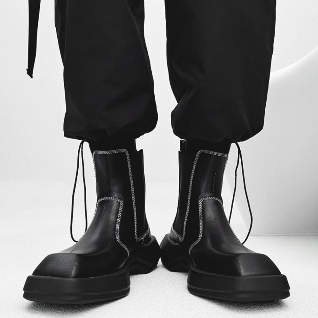 Stitch design square toe chelsea boots  OR0899