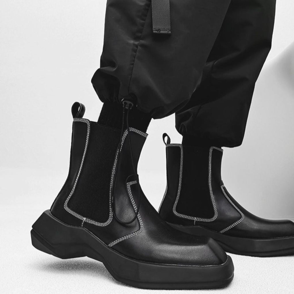 Stitch design square toe chelsea boots  OR0899