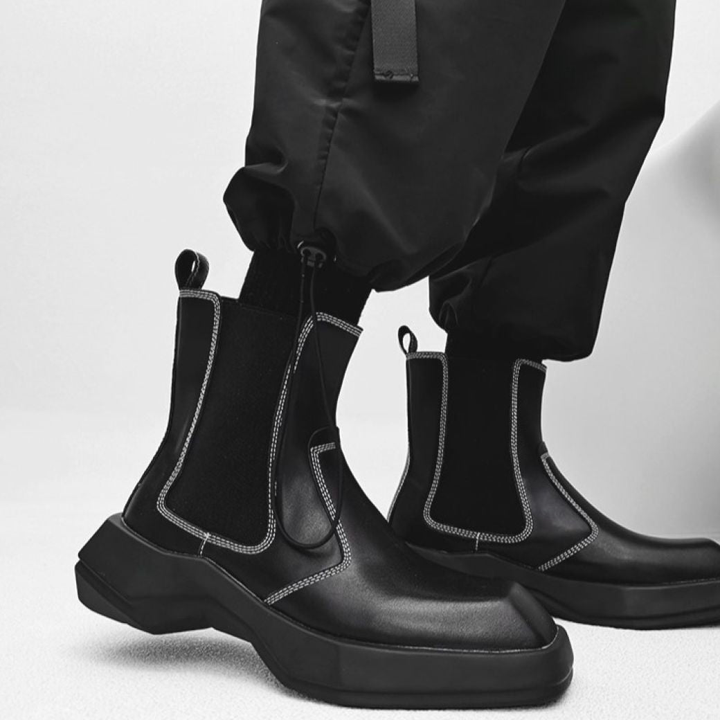 Stitch design square toe chelsea boots  OR0899